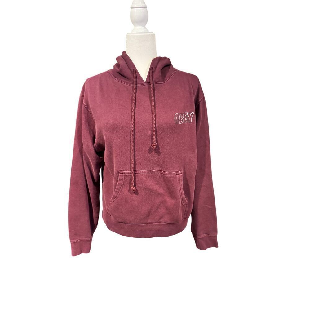 Vintage OBEY Maroon Hoodie in Sz Large